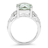 4.33 Carat Genuine Green Amethyst & White Topaz .925 Sterling Silver Ring