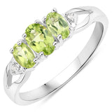 0.92 Carat Genuine Peridot and White Diamond .925 Sterling Silver Ring