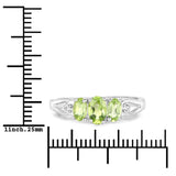 0.92 Carat Genuine Peridot and White Diamond .925 Sterling Silver Ring