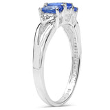 0.95 Carat Genuine Tanzanite & White Topaz .925 Sterling Silver Ring