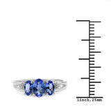 0.95 Carat Genuine Tanzanite & White Topaz .925 Sterling Silver Ring