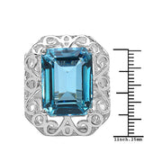 14.45 Carat Genuine Green Topaz .925 Sterling Silver Ring