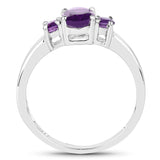 1.00 Carat Genuine Amethyst .925 Sterling Silver Ring