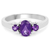 1.00 Carat Genuine Amethyst .925 Sterling Silver Ring