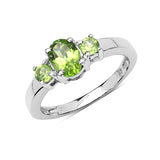 1.03 Carat Genuine Peridot .925 Sterling Silver Ring