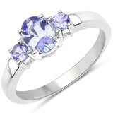 0.95 ct Genuine Tanzanite .925 Sterling Silver Ring for women