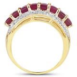 3.26 Carat Glass Filled Ruby and White Topaz .925 Sterling Silver Ring