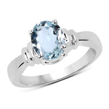 1.50 ct. Genuine Aquamarine .925 Sterling Silver Ring