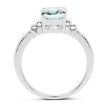 1.50 ct. Genuine Aquamarine .925 Sterling Silver Ring