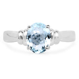 1.50 ct. Genuine Aquamarine .925 Sterling Silver Ring