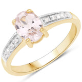1.05 Carat Genuine Morganite and White Diamond .925 Sterling Silver Ring