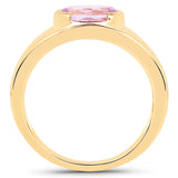 14K Yellow Gold Plated 2.40 Carat Genuine Kunzite .925 Sterling Silver Ring