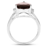 5.61 Carat Genuine Garnet and White Diamond .925 Sterling Silver Ring