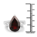 5.61 Carat Genuine Garnet and White Diamond .925 Sterling Silver Ring