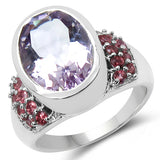 6.90 Carat Genuine Pink Amethyst & Rhodolite .925 Sterling Silver Ring