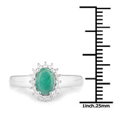 0.89 Carat Genuine Emerald and White Topaz .925 Sterling Silver Ring