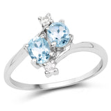 1.10 Carat Genuine Blue Topaz & White Topaz .925 Sterling Silver Ring