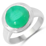 4.15 Carat Genuine Crysopharse .925 Sterling Silver Ring