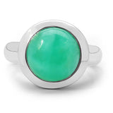 4.15 Carat Genuine Crysopharse .925 Sterling Silver Ring