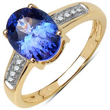 1.93 Carat Tanzanite & White Diamond 10K Yellow Gold Ring