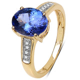 1.93 Carat Tanzanite & White Diamond 10K Yellow Gold Ring