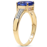 1.93 Carat Tanzanite & White Diamond 10K Yellow Gold Ring