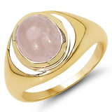 14K Rose Gold Plated 2.95 Carat Genuine Morganite .925 Sterling Silver Ring