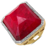 14K Yellow Gold Plated 45.70 Carat Genuine Ruby .925 Sterling Silver Ring