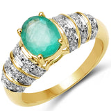 1.10 Carat Genuine Emerald 10K Yellow Gold Ring