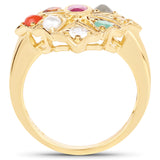 14K Yellow Gold Plated 1.26 Carat Genuine Multi Stone .925 Sterling Silver Ring