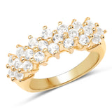 14K Yellow Gold Plated 1.76 Carat Genuine White Topaz .925 Sterling Silver Ring