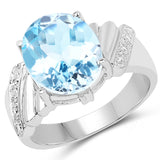 5.15 Carat Genuine Blue Topaz .925 Sterling Silver Ring