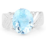 5.15 Carat Genuine Blue Topaz .925 Sterling Silver Ring