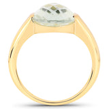 14K Yellow Gold Plated 5.10 Carat Genuine Green Amethyst .925 Sterling Silver Ring