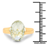 14K Yellow Gold Plated 5.10 Carat Genuine Green Amethyst .925 Sterling Silver Ring