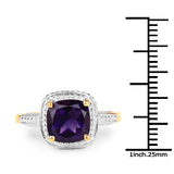 14K Yellow Gold Plated 1.80 Carat Genuine Amethyst .925 Sterling Silver Ring