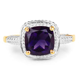 14K Yellow Gold Plated 1.80 Carat Genuine Amethyst .925 Sterling Silver Ring