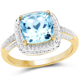 2.30 Carat Genuine Blue Topaz 10K Yellow Gold Ring