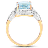 14K Yellow Gold Plated 2.30 Carat Genuine Blue Topaz .925 Sterling Silver Ring
