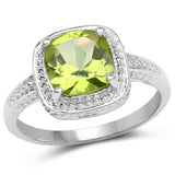 2.15 ct. Genuine Peridot .925 Sterling Silver Ring