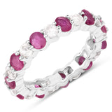 3.63 Carat Genuine Ruby and White Topaz .925 Sterling Silver Ring