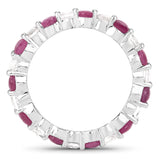 3.63 Carat Genuine Ruby and White Topaz .925 Sterling Silver Ring