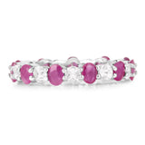 3.63 Carat Genuine Ruby and White Topaz .925 Sterling Silver Ring