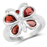 2.80 Carat Genuine  Garnet .925 Sterling Silver Ring