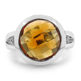 8.36 Carat Genuine Citrine & White Topaz .925 Sterling Silver Ring