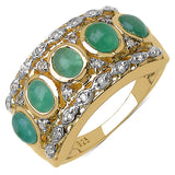 14K Yellow Gold Plated 1.95 Carat Genuine Emerald .925 Sterling Silver Ring