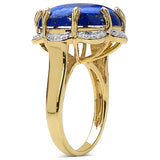 14K Yellow Gold Plated 21.78 Carat Genuine Lapis .925 Sterling Silver Ring