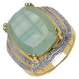 14K Yellow Gold Plated 13.15 Carat Genuine Aquamarine .925 Sterling Silver Ring