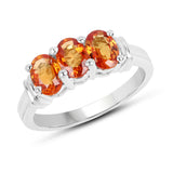 1.95 Carat Genuine Orange Sapphire .925 Sterling Silver Ring
