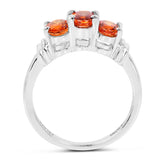 1.95 Carat Genuine Orange Sapphire .925 Sterling Silver Ring